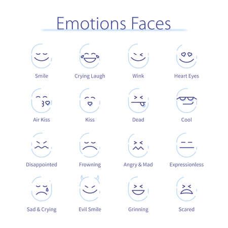 Emotions faces set. Emoticon person smiles packのイラスト素材
