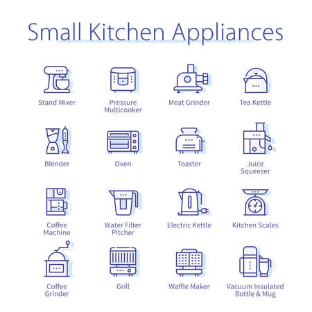 Small kitchen appliances set. Grill, toaster, ovenのイラスト素材