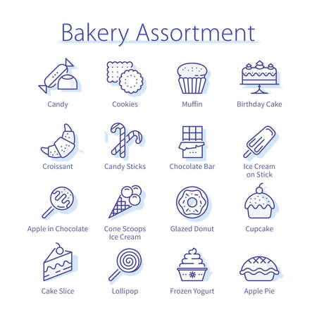 Bakery assortment pack. Tasty cookies, sweet snacksのイラスト素材