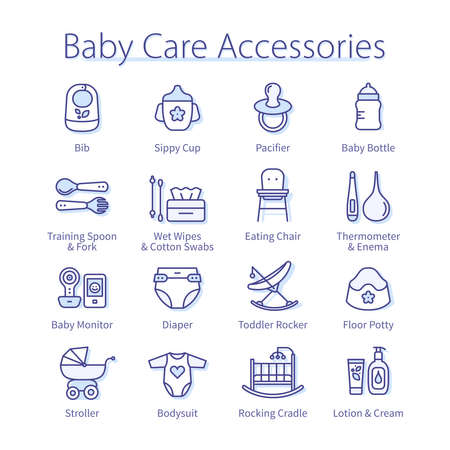 Baby care accessories for feeding, milk bottleのイラスト素材