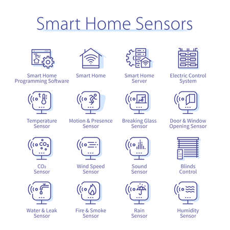 Smart home sensors pack. Motion, CO2, humidityのイラスト素材