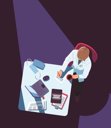 Dentist, orthodontist doctor man working in officeのイラスト素材