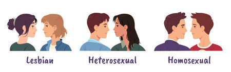 Men and women homosexual, heterosexual couple peopleのイラスト素材