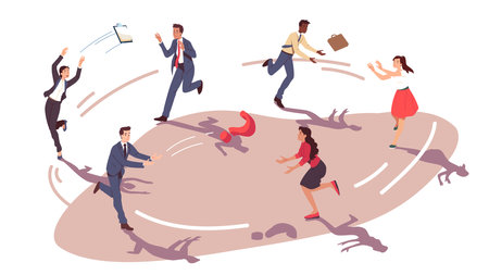 Business workers running in circles, solving problemsのイラスト素材