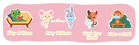 Cute hygiene object animated cartoon charactersのイラスト素材