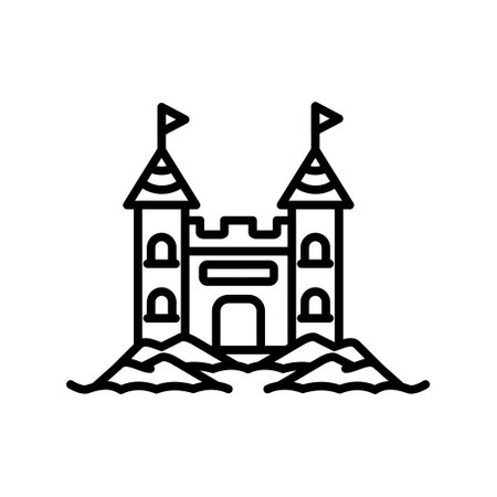 Castle icon vector. A thin line sign. Isolated contour symbol illustrationのイラスト素材