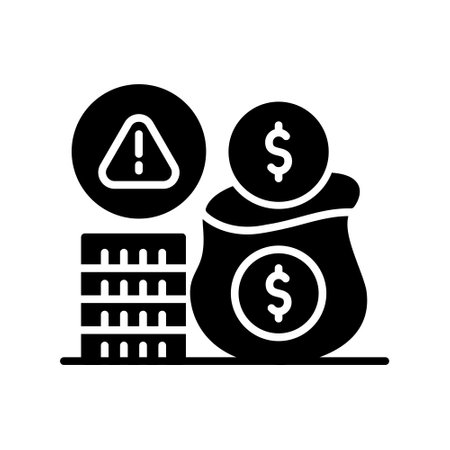 Money bag black icon, concept illustration, glyph symbol, vector flat sign.のイラスト素材