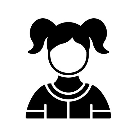 Girl icon, concept illustration, glyph symbol, vector flat sign.のイラスト素材