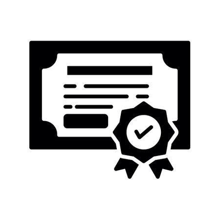 Certificate black icon, concept illustration, glyph symbol, vector flat sign.のイラスト素材