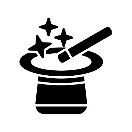 Magic hat and wand icon. Simple illustration of magic hat and wand vector icon for webのイラスト素材