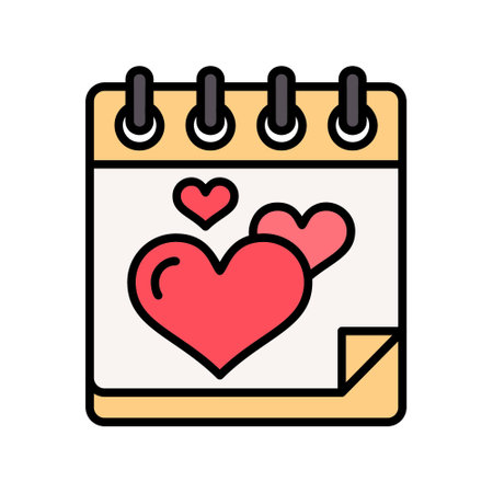 Calendar with hearts vector illustration, filled design editable outline iconのイラスト素材