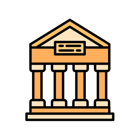 Bank building vector illustration, filled style icon editable outline stroke.のイラスト素材