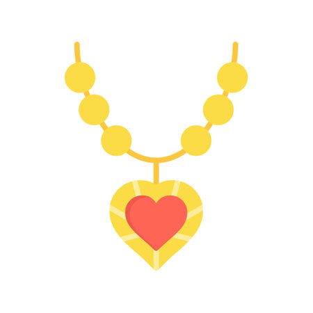 Necklace with heart icon in flat style on a white backgroundのイラスト素材