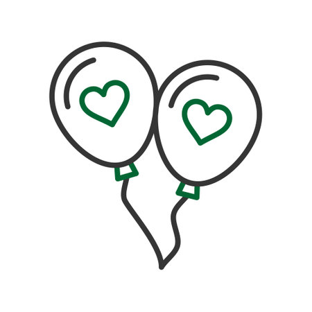 Balloons with hearts line icon, outline vector sign, linear symbol.のイラスト素材