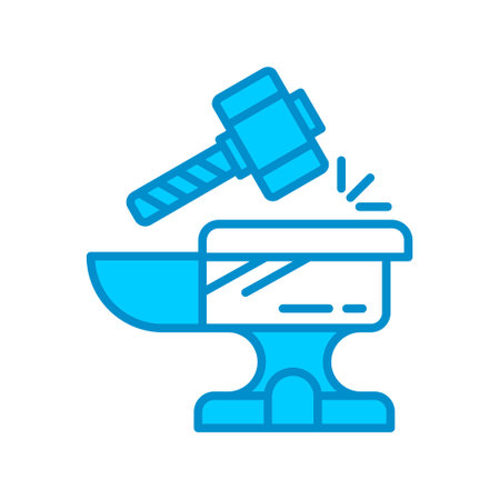 Hammer and anvil icon vector isolated on white background for your web and mobile app design, Hammer and anvil logo conceptのイラスト素材