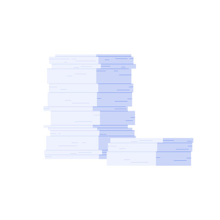 Stack of paper documents, two unorganized pile of messy pages vector illustrationのイラスト素材
