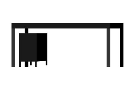 Modern design home office table with cabinet drawer and with different pose and position isolatedのイラスト素材