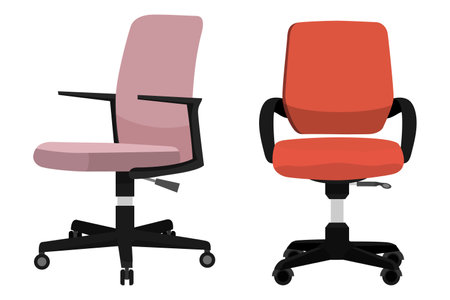 Modern home office armchair with beautiful design and shape and with different pose and position isolatedのイラスト素材