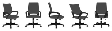 Cute beautiful modern home office chair set with different pose and positionのイラスト素材