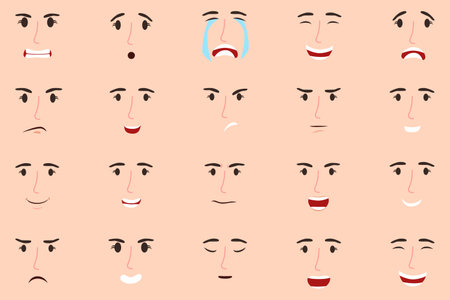 Cartoon face mouth animation with expression isolatedのイラスト素材