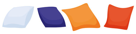 Fabric pillow set with different shape and size design isolatedのイラスト素材