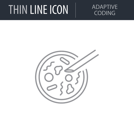 Symbol of Adaptive Coding. Thin line Icon of Icons Of Biochemistry And Genetics Icon. Stroke Pictogram Graphic for Web Design. Quality Outline Vector Symbol Concept. Premium Mono Linear Beautifulのイラスト素材