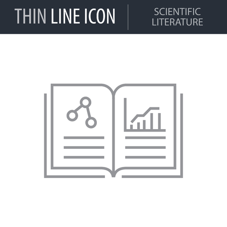Symbol of Scientific Literature. Thin line Icon of Icons Of Biochemistry And Genetics Icon. Stroke Pictogram Graphic for Web Design. Quality Outline Vector Symbol Concept. Premium Mono Linearのイラスト素材