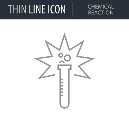Symbol of Chemical Reaction. Thin line Icon of Icons Of Biochemistry And Genetics Icon. Stroke Pictogram Graphic for Web Design. Quality Outline Vector Symbol Concept. Premium Mono Linear Beautifulのイラスト素材