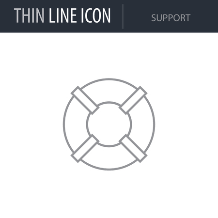 Symbol of Support Lifeline Thin line Icon of Business. Stroke Pictogram Graphic for Web Design. Quality Outline Vector Symbol Concept. Premium Mono Linear Beautiful Plain Laconic Logoのイラスト素材