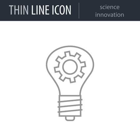 Symbol of science innovation Thin line Icon of Education Essentials. Stroke Pictogram Graphic for Web Design. Quality Outline Vector Symbol Concept. Premium Mono Linear Beautiful Plain Laconic Logoのイラスト素材