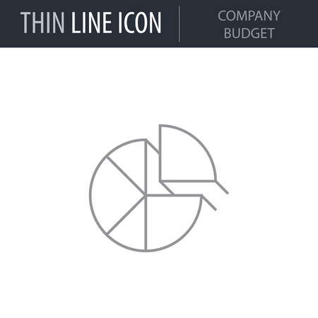 Symbol of Company Budget. Thin line Icon of Modern Business. Stroke Pictogram Graphic for Web Design. Quality Outline Vector Symbol Concept. Premium Mono Linear Beautiful Plain Laconic Logoのイラスト素材