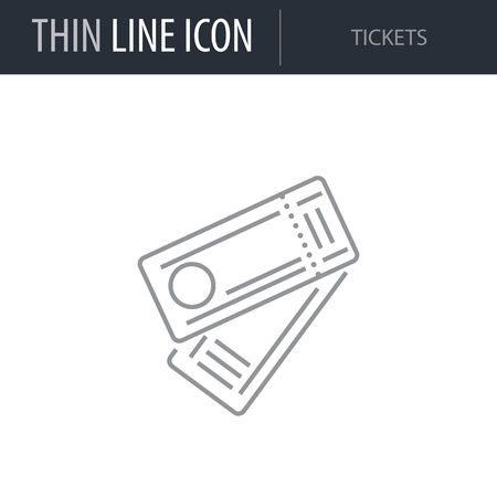 Symbol of Tickets. Thin line Icon of Airline. Stroke Pictogram Graphic for Web Design. Quality Outline Vector Symbol Concept. Premium Mono Linear Beautiful Plain Laconic Logoのイラスト素材