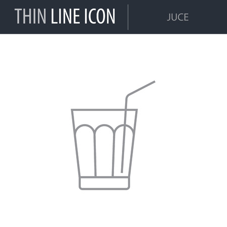 Symbol of Juce. Thin line Icon of Beverage. Stroke Pictogram Graphic for Web Design. Quality Outline Vector Symbol Concept. Premium Mono Linear Beautiful Plain Laconic Logoのイラスト素材