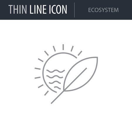 Symbol of Ecosystem. Thin line Icon of Ecology Elements. Stroke Pictogram Graphic for Web Design. Quality Outline Vector Symbol Concept. Premium Mono Linear Beautiful Plain Laconic Logoのイラスト素材