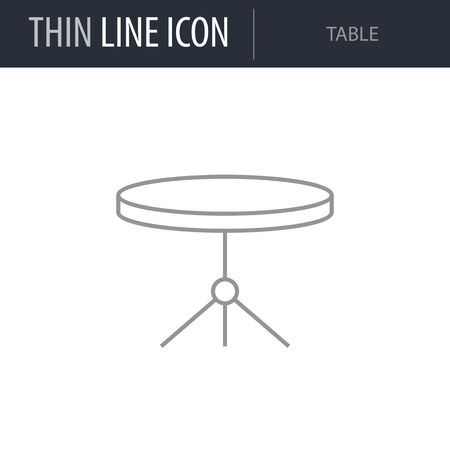 Symbol of Table. Thin line Icon of Furniture. Stroke Pictogram Graphic for Web Design. Quality Outline Vector Symbol Concept. Premium Mono Linear Beautiful Plain Laconic Logoのイラスト素材