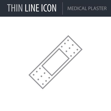 Symbol of Medical Plaster. Thin line Icon of Hygiene. Stroke Pictogram Graphic for Web Design. Quality Outline Vector Symbol Concept. Premium Mono Linear Beautiful Plain Laconic Logoのイラスト素材