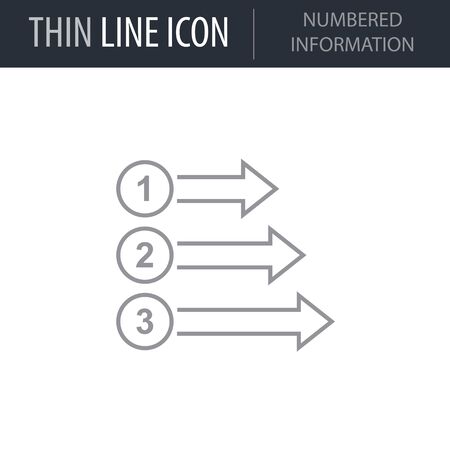 Symbol of Numbered Information. Thin line Icon of Infographics. Stroke Pictogram Graphic for Web Design. Quality Outline Vector Symbol Concept. Premium Mono Linear Beautiful Plain Laconic Logoのイラスト素材