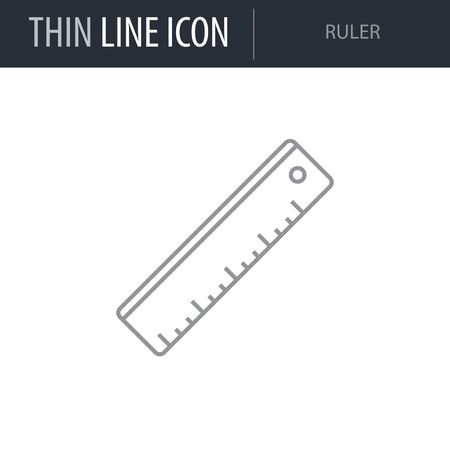 Symbol of Ruler. Thin line Icon of College. Stroke Pictogram Graphic for Web Design. Quality Outline Vector Symbol Concept. Premium Mono Linear Beautiful Plain Laconic Logoのイラスト素材