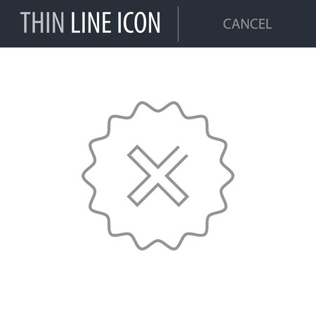 Symbol of Cancel. Thin line Icon of Multimedia. Stroke Pictogram Graphic for Web Design. Quality Outline Vector Symbol Concept. Premium Mono Linear Beautiful Plain Laconic Logoのイラスト素材