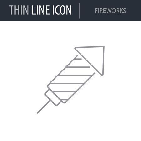 Symbol of Fireworks. Thin line Icon of Saint Patrick Day. Stroke Pictogram Graphic for Web Design. Quality Outline Vector Symbol Concept. Premium Mono Linear Beautiful Plain Laconic Logoのイラスト素材