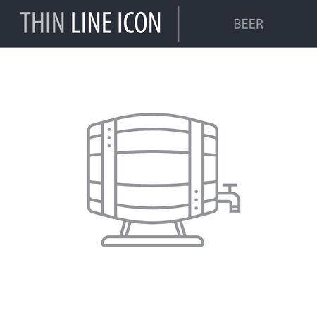 Symbol of Beer. Thin line Icon of Saint Patrick Day. Stroke Pictogram Graphic for Web Design. Quality Outline Vector Symbol Concept. Premium Linear Beautiful Plain Laconic Logoのイラスト素材