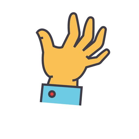 Hand help concept. Line vector icon. Editable stroke. Flat linear illustration isolated on white backgroundのイラスト素材