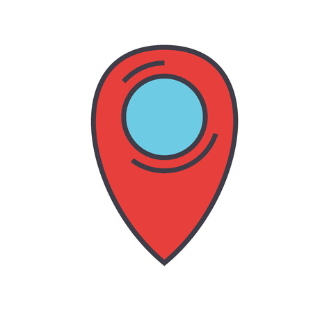 Local pointer concept. Line vector icon. Editable stroke. Flat linear illustration isolated on white backgroundのイラスト素材