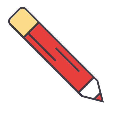 Pencil, office, contour concept. Line vector icon. Editable stroke. Flat linear illustration isolated on white backgroundのイラスト素材