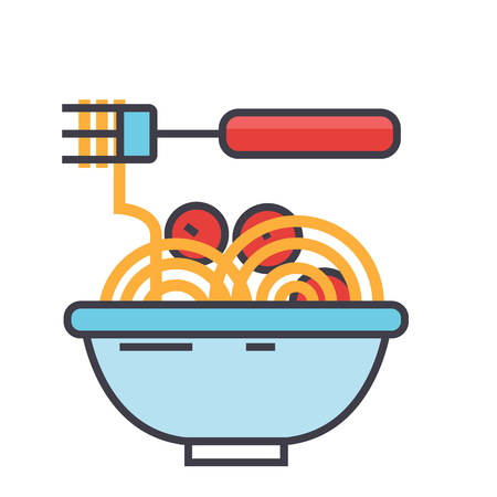 Spaghetti bolognese with meat balls illustration.のイラスト素材