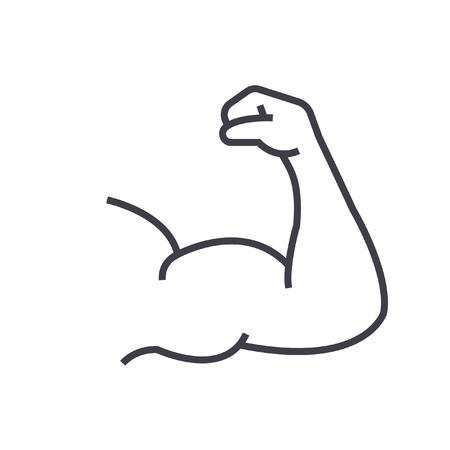 Strong arm, bodybuilding  flat line illustration, concept vector isolated iconのイラスト素材