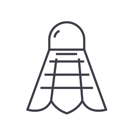 Badminton court flat line illustration, concept vector isolated iconのイラスト素材