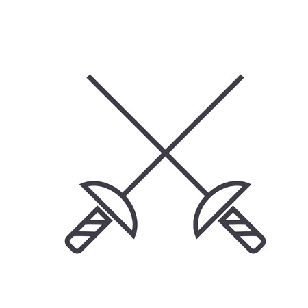 Fencing swords flat line illustration, concept vector isolated icon