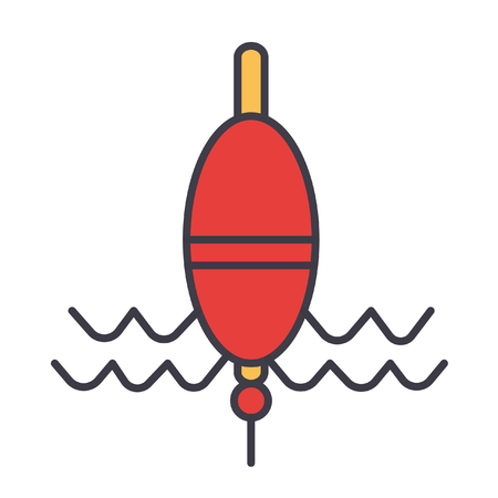 Float fishing flat line illustration, concept vector icon isolated on white backgroundのイラスト素材