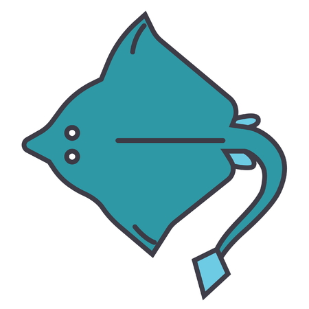 Stingray flat line illustration, concept vector icon isolated on white backgroundのイラスト素材